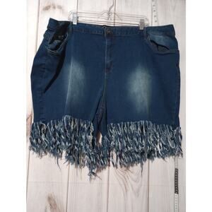 Ashley Stewart Shorts Womens 30 Fringe Hem Distressed Denim Plus Size Festival‎